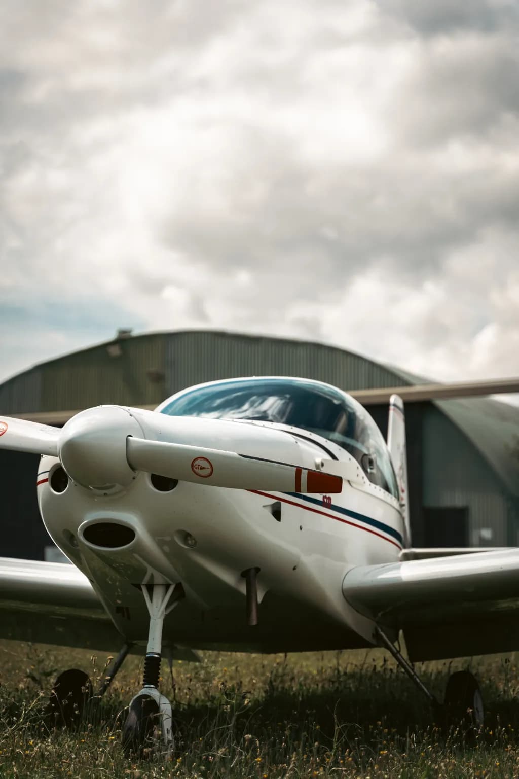 avión reposando en el campo listo para ser vendido